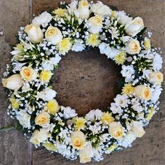 Yellow, cream and white wreath