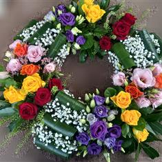 Contemporary rainbow wreath